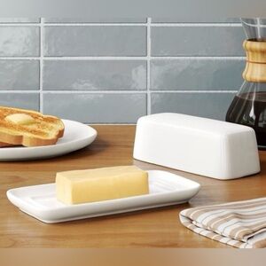Threshold White Porcelain Butter Dish NWT